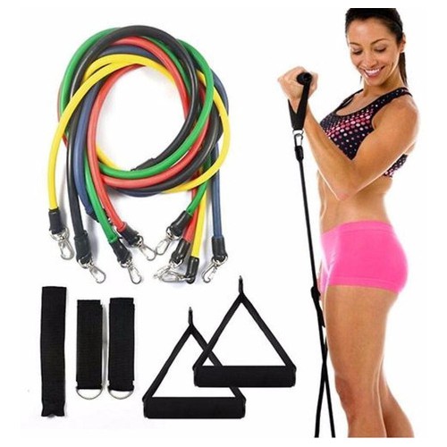 Kit de 11 Peças Extensor Elástico para Exercício Faixas Elásticas para Exercícios de Pilates