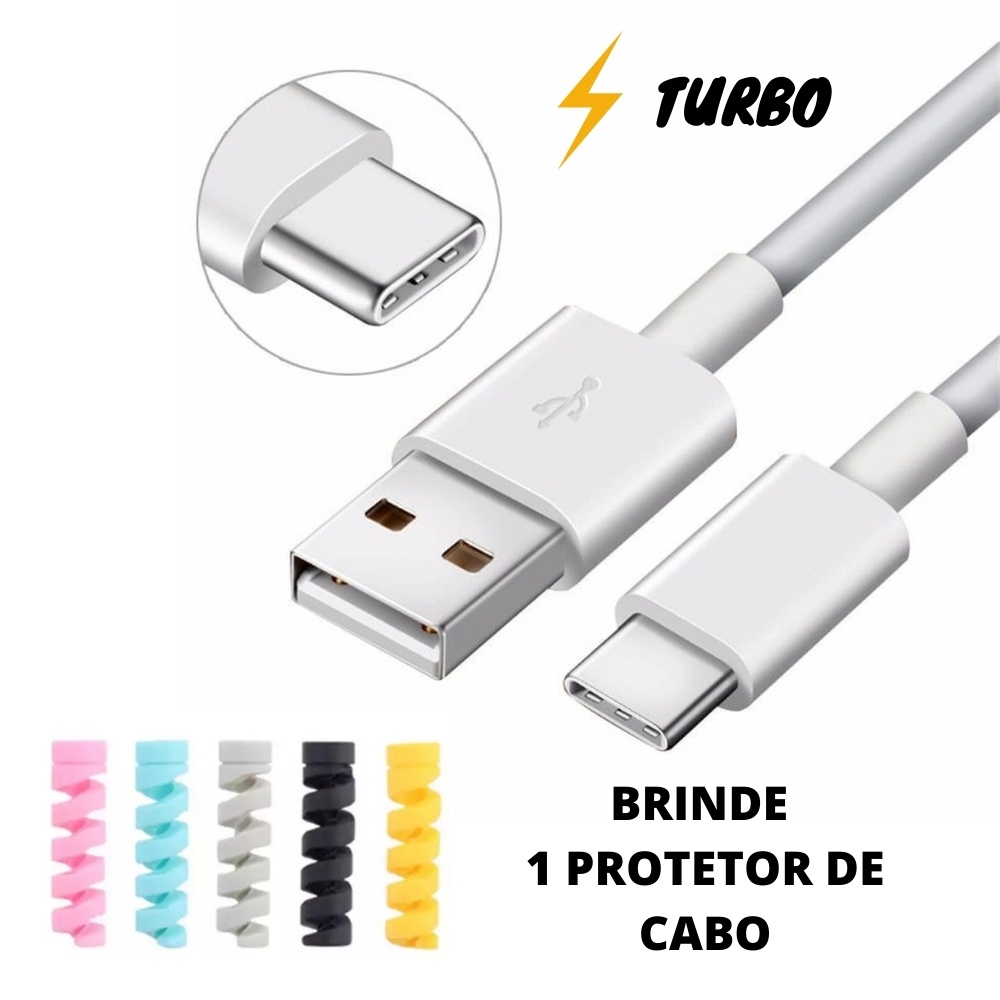 Cabo Carregador Samsung A20 A30 A40 A50 A60 A70 A80 A90 Android Tipo C USB Com Brinde Protetor de Cabo Envio Imediato