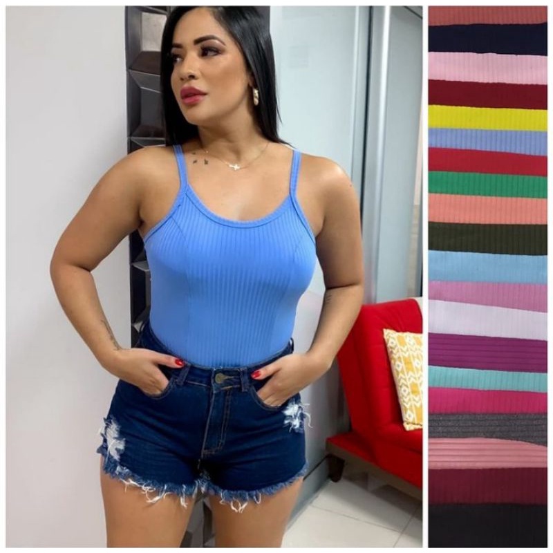 Blusinha De Alcinha Básica Canelada Com Bojo em malhar