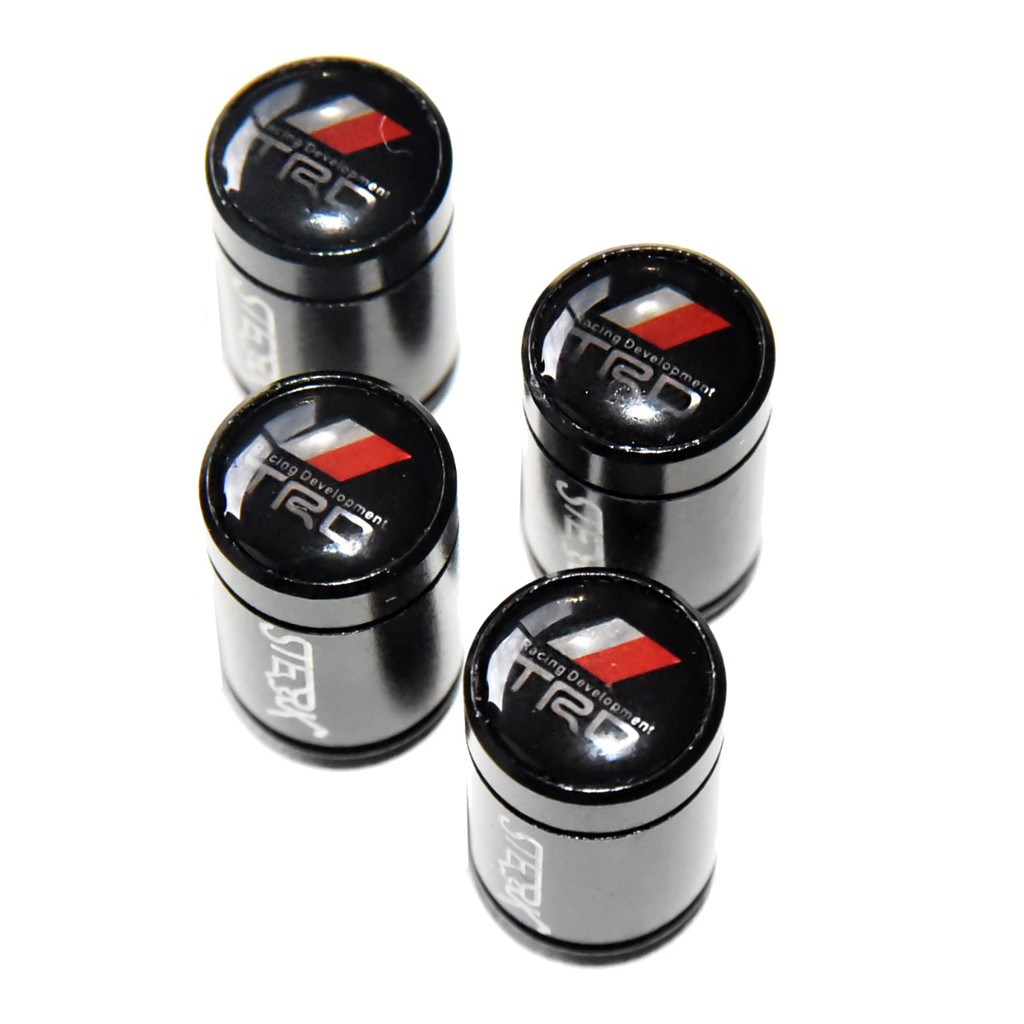 Kit Bicos Valvula De Pneu Roda Capa Tampa Toyota Trd Corolla Camry Etios SW4 RAV4 Preto Acessórios Carro Automotivos