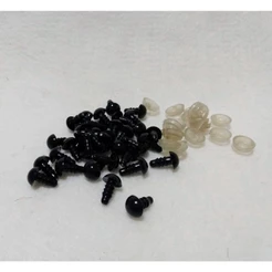 25 Pares de Olhos com trava para Boneca Amigurumi Preto 8mm