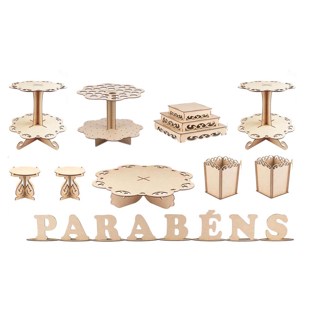 Kit Festa Provençal Super Completo Modelo Arabesco Tubete 2 em Um Decoração Mesa de Doces