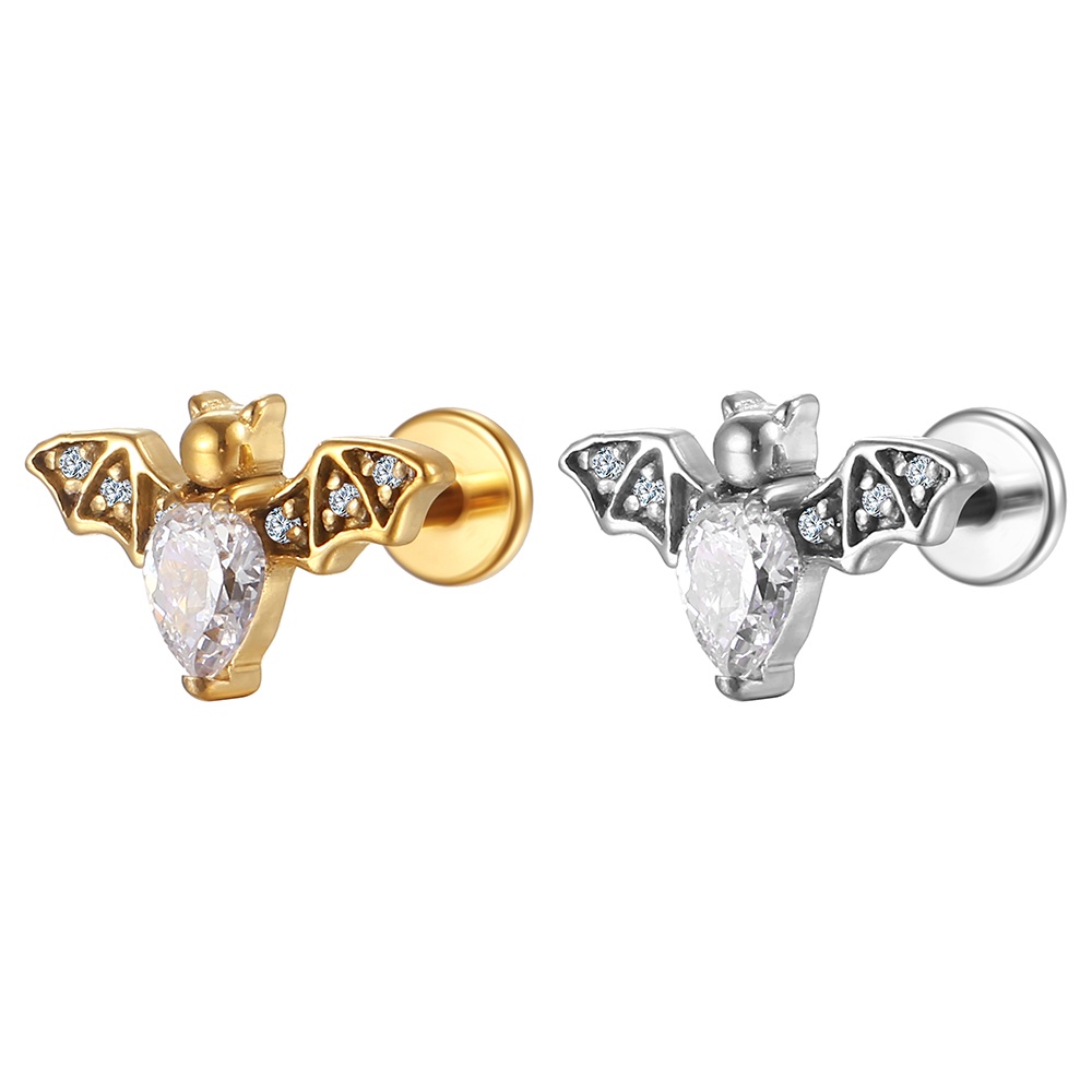 Piercing Labret Aço Cirúrgico Morcego Zircônia | Helix, Tragus, Conch, Nariz, Boca-Medusa e Outros em Oferta na Shopee
