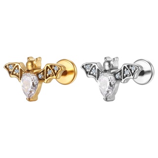 Piercing Labret Aço Cirúrgico Morcego Zircônia | Helix, Tragus, Conch, Nariz, Boca-Medusa e Outros em Oferta na Shopee