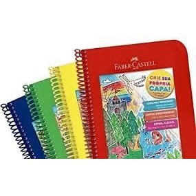 Caderno Criativo capa dura Faber-Castell 96 folhas Azul, Vermelho, Verde, Amarelo - Muito usado na Educação Infantil