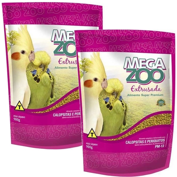 2 Ração Extrusada Calopsita E Periquito Pm13 900g - Megazoo em Oferta na Shopee