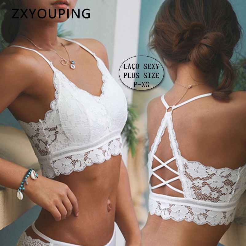 Sexy lace sutiao costas lindas renda bojo sutiã fêmea cueca confortável lingerie feminino em Oferta na Shopee