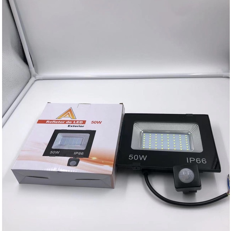 Refletor Led 20w/30w/50w/100w Prova D'agua Com Sensor De Presença Bivolt Branco Frio