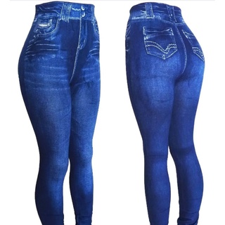 Calça legging feminina FAKE JEANS E OUTRAS leg lag academia FITNESS Confortável Modelagem PREMIUM