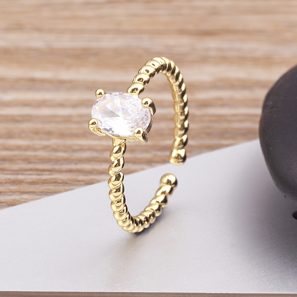 Novo Design Simples Anel De Abertura De Strass Transparente Com Banho De Ouro Coreia Fashion Charme Jóias Femininas