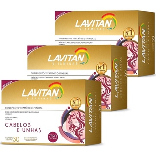Kit 03 Unidades Lavitan Cabelos e Unhas com 60 Cápsulas cada
