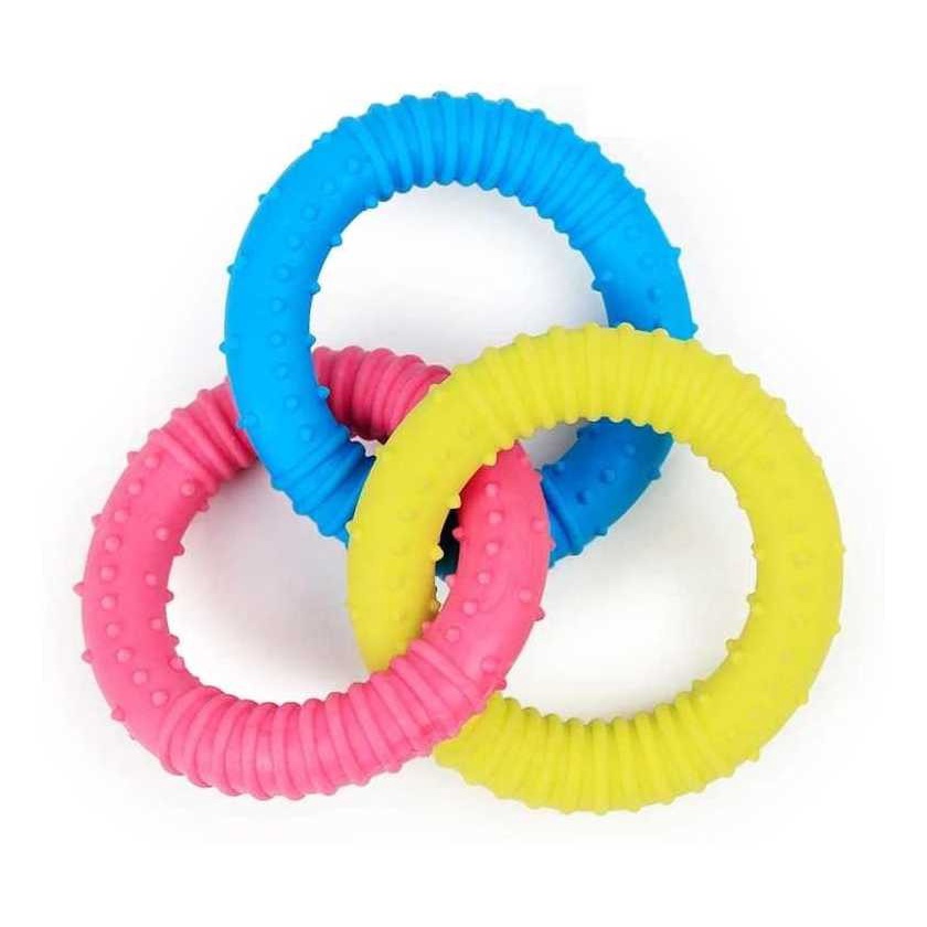 Brinquedo De Borracha 3 Argolas Para Cachorro Gato Pet Macio em Oferta na Shopee