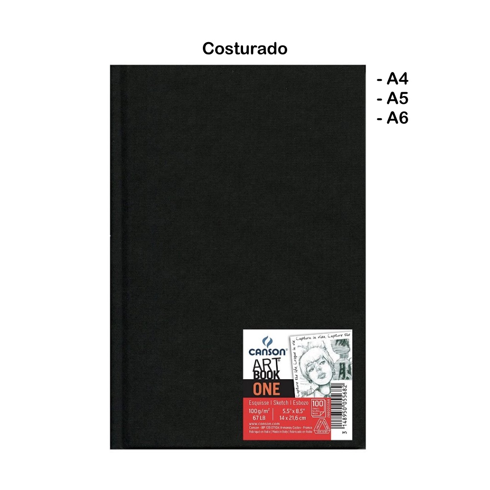 Bloco sketchbook a4 a5 a6 canson one 98 fls 100 g m2 faz a boa 