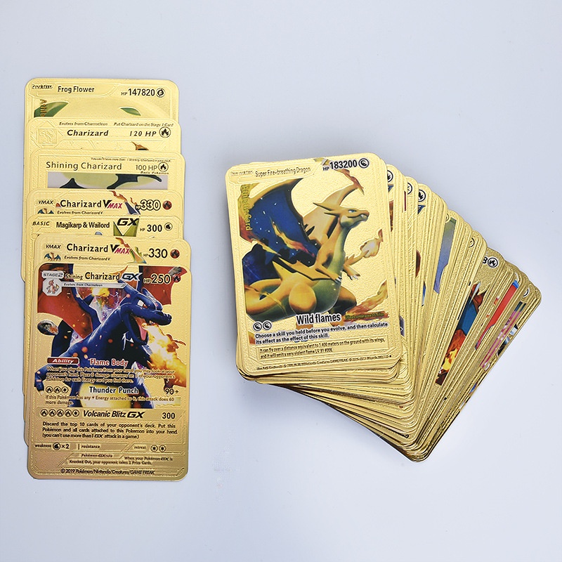 54 Pcs 36 18 Cartão Pokemon Pok Mon Charizard Cartões De Prata De Ouro Preto Versão Em Inglês Jogo Batalha Brinquedos Para As Crianças Coleção