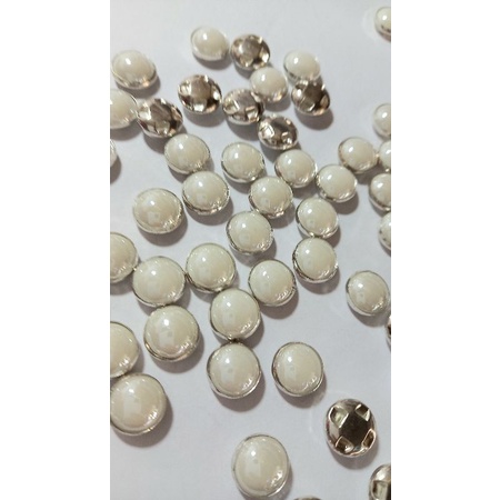 Meia pérola branca/prata brilhante emgrapado 10mm pacote com 50 unidades