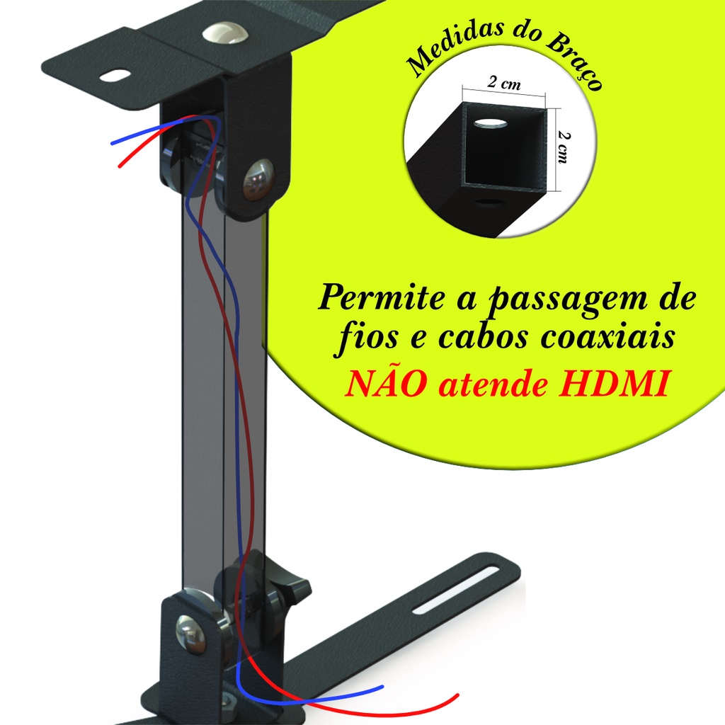 Suporte Projetor Teto Mini Led Datashow Braço Extensor 20 Cm Cores