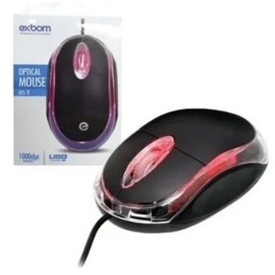 4 Unidades Mouse USB óptico MS-9 com LED mini preto