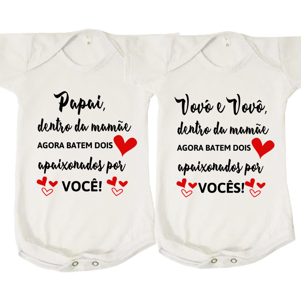 Kit 2 Body Bebe Surpresa Papai Vovo E Vovo Gravidez Mamae Shopee Brasil