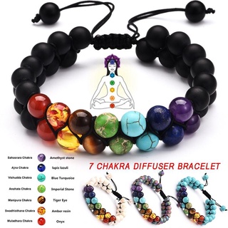 Minério De Cor Natural 7 Chakra Pulseira De Contas Duplamente Ajustável Para Mulheres Jóias Indianas
