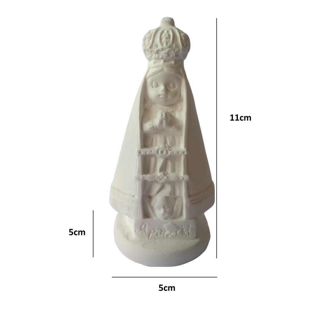 Imagem Nossa Senhora Aparecida em gesso cru 11cm de altura para artesanato