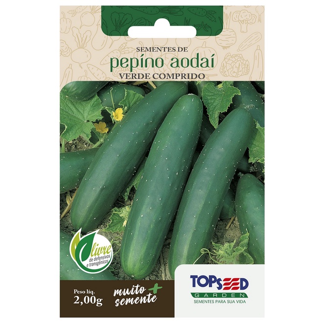 Sementes Pepino (Japonês) Aodai Verde Comprido TOPSEED
