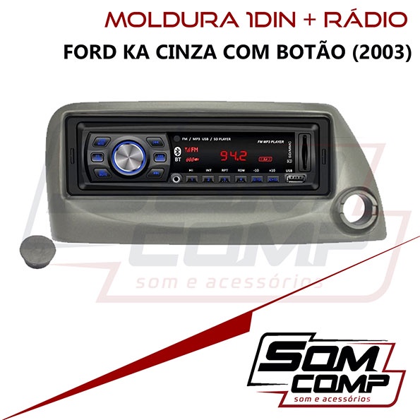 Frente Moldura Ford Ka Cinza Com Botão + Radio MP3