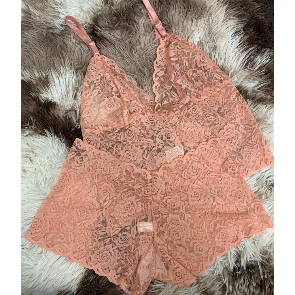 Conjunto Sem Bojo Rendado Vamp Calesson Cropedd Sensual Lingerie Linha Noite