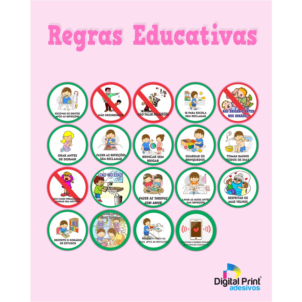 Adesivos Regras Super Nani Disciplina Criança