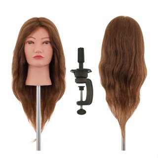 Cabeça de Boneca Para Treino 100% Natural Castanho Claro + Suporte de Mesa em Oferta na Shopee