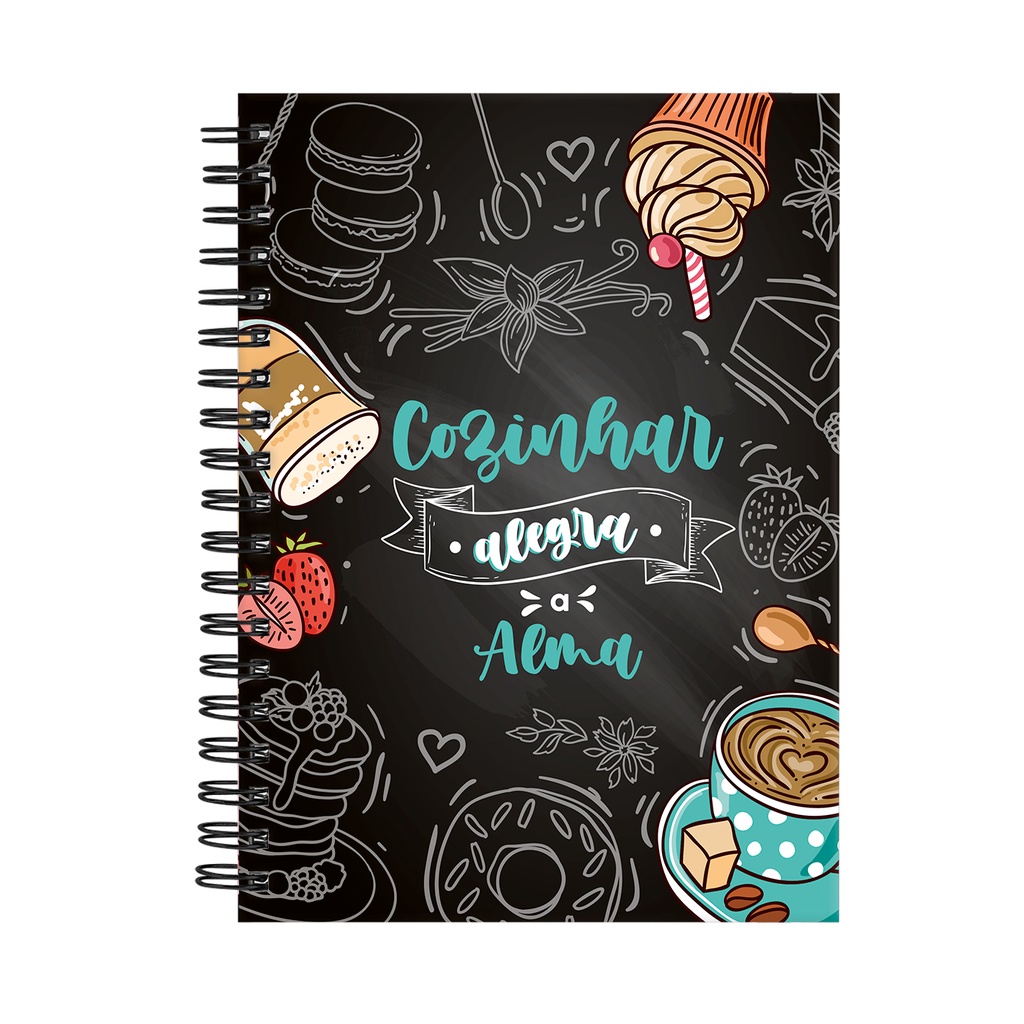 Caderno De Receitas Cozinhar Alegra A Alma Lousa Colorido 18x25cm