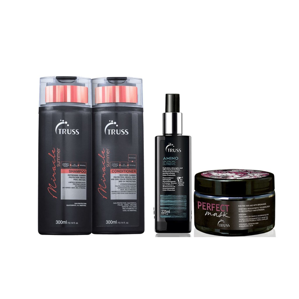 Truss Miracle Summer Shampoo e Condicionador e Amino e Máscara Perfect