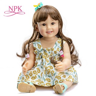 Npk 55 cm Fashion Girl Doll Original De Corpo Inteiro De Silicone Macio Flexível Real Toque Macio Reborn Pincesso Da Criança Do Bebê Longo Cabelo