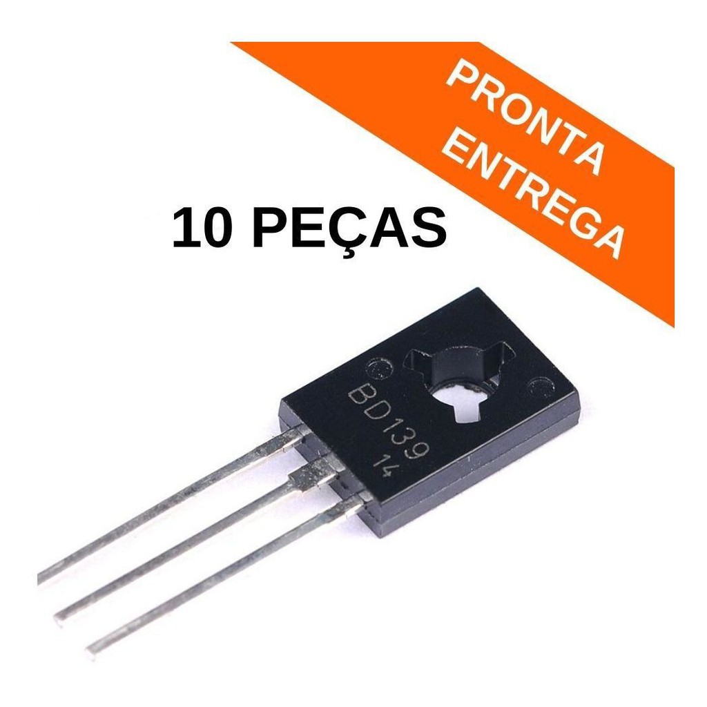 Kit 10 pe as transistor bd139 16 npn to 225 escorrega o pre o