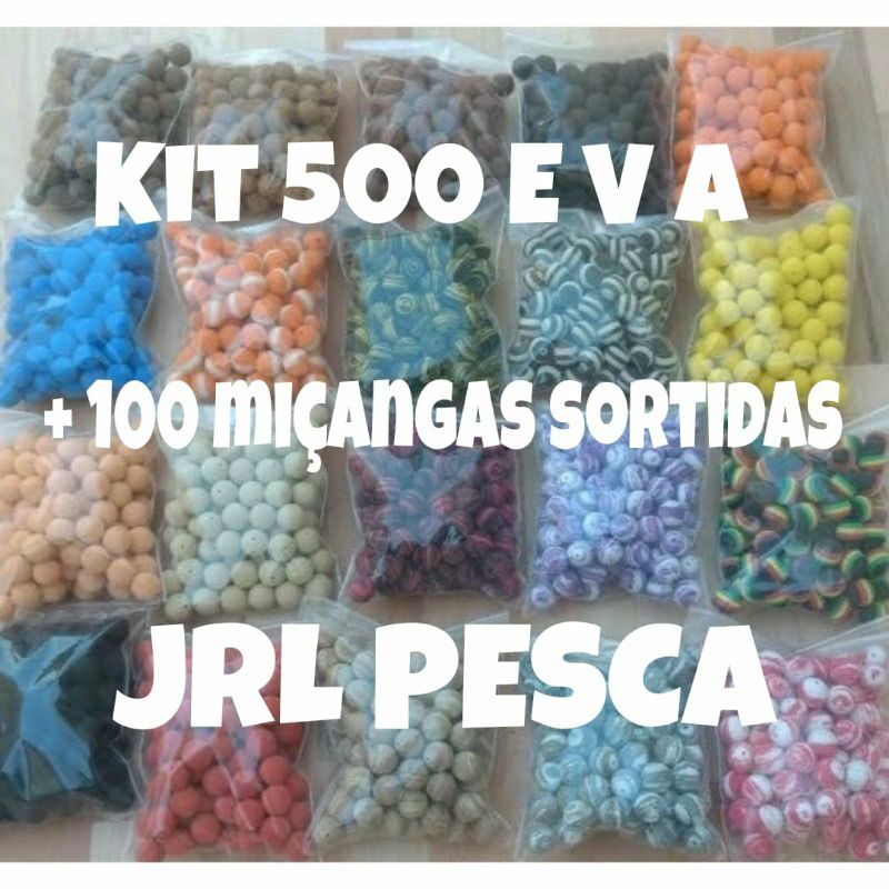 kit 500 EVA Boleado (10mm) + 100 Miçangas Sortidas para Pesca JRLPESCA