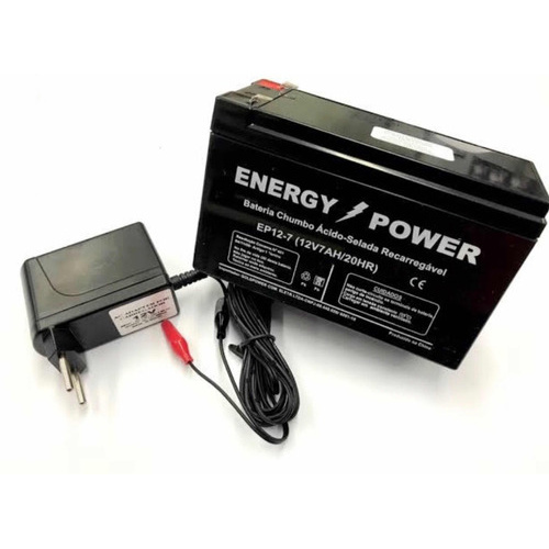 Kit Carregador 12v 800mah Jacare + Bat selada recarregavel 12v 7ah Alarme