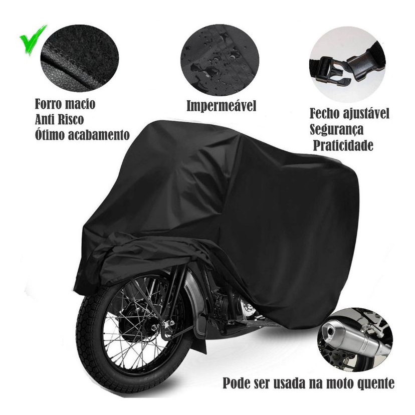 Capa Cobrir Moto Couro Proteção Sol Chuva P M G 100% Forrada