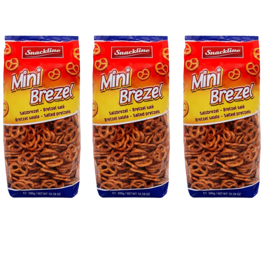 Kit 3 Pacotes Mini Pretzel Salgado Snackline 300g Importado