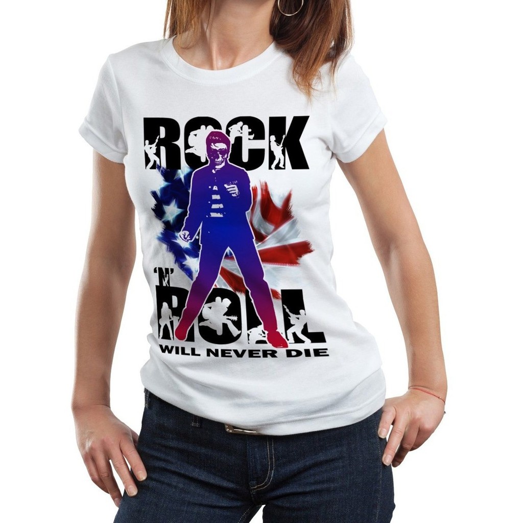 Camiseta E Baby Look Elvis Presley Is Not Dead Rock N Roll