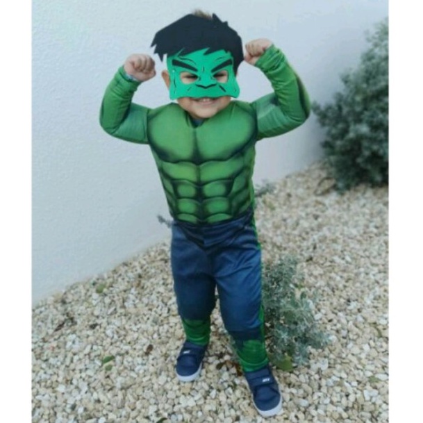 Fantasia Infantil Hulk luxo longo com Musculos — imagem 2 de 2
