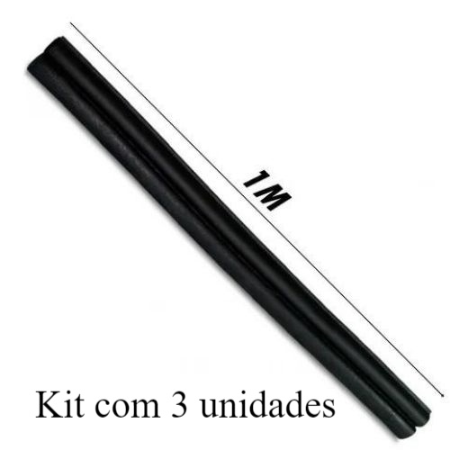 Refil P/ Rodo De Aluminio 1 Metro Refil De Borracha kit com 3 unidades Cor Preta