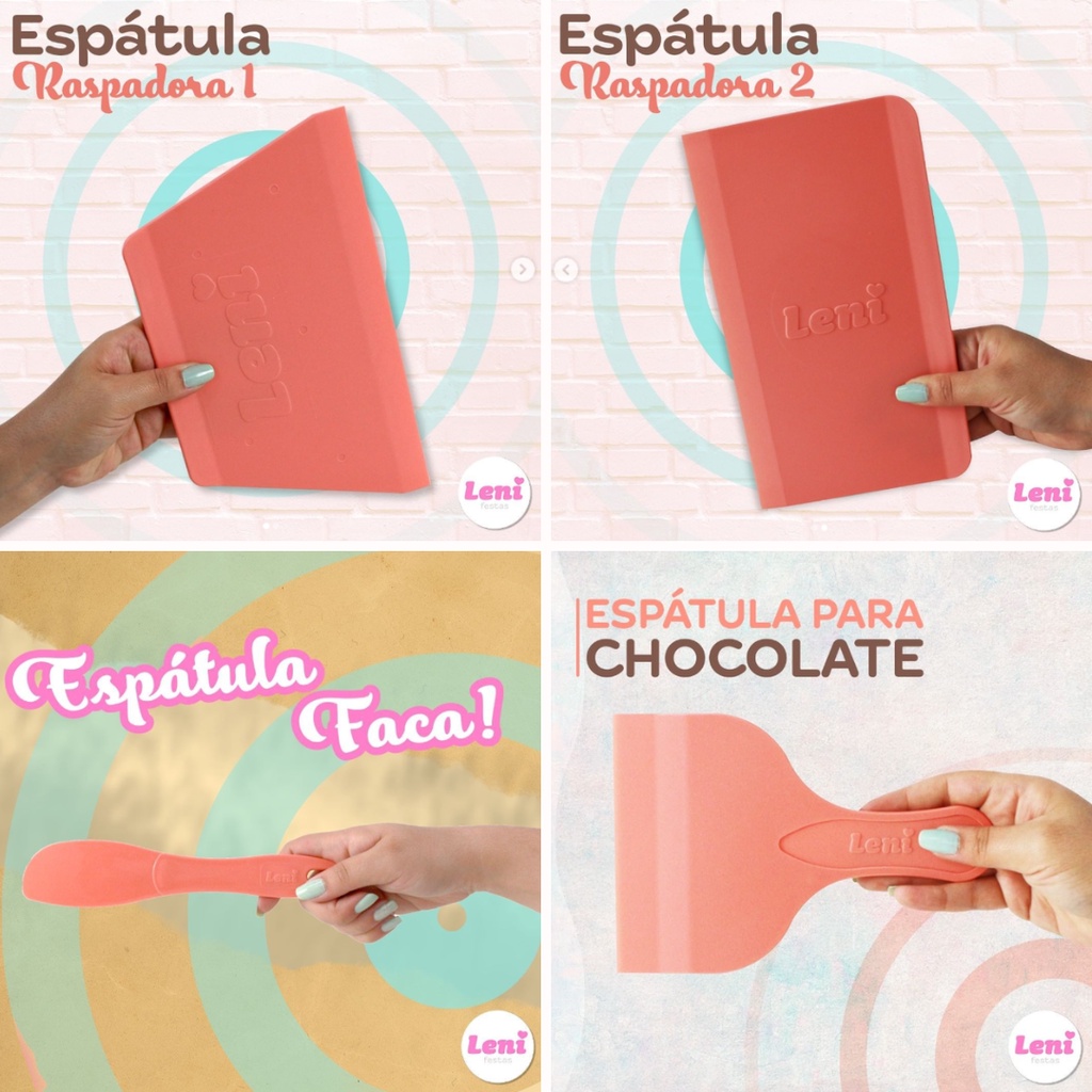 Espátula Alisadora Raspadora Faca Chocolate para Bolos Chantilly Coberturas - Leni Festas