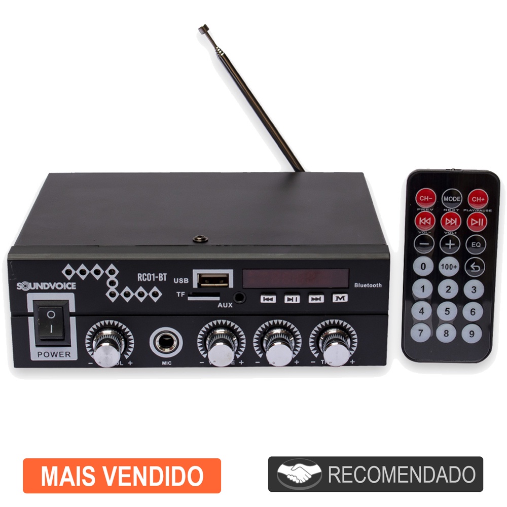 Amplificador De Som Ambiente Receiver Compacto Rc01bt