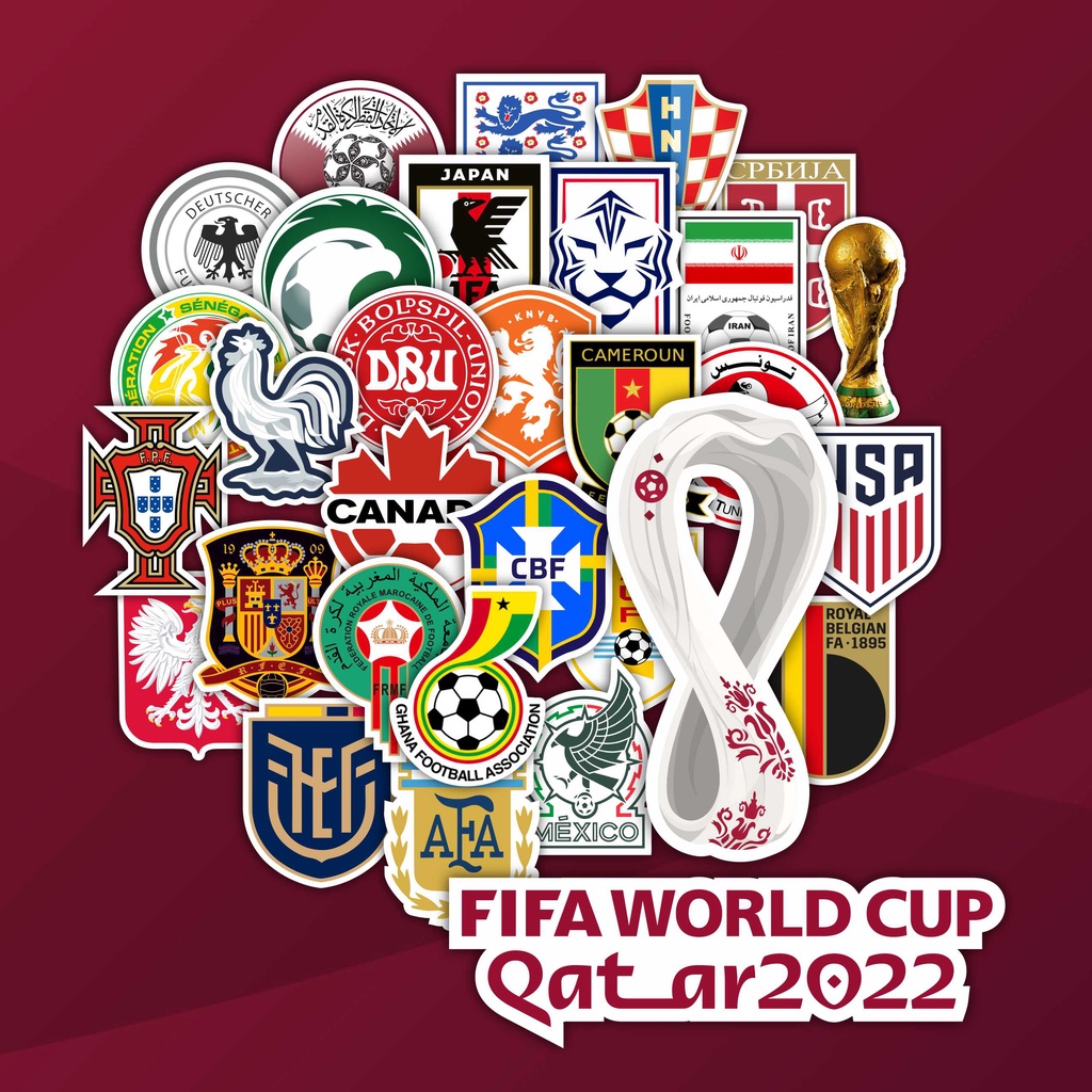 Copa do Mundo Kit com 34 Adesivos Stickers FIFA Qatar World Cup 2022