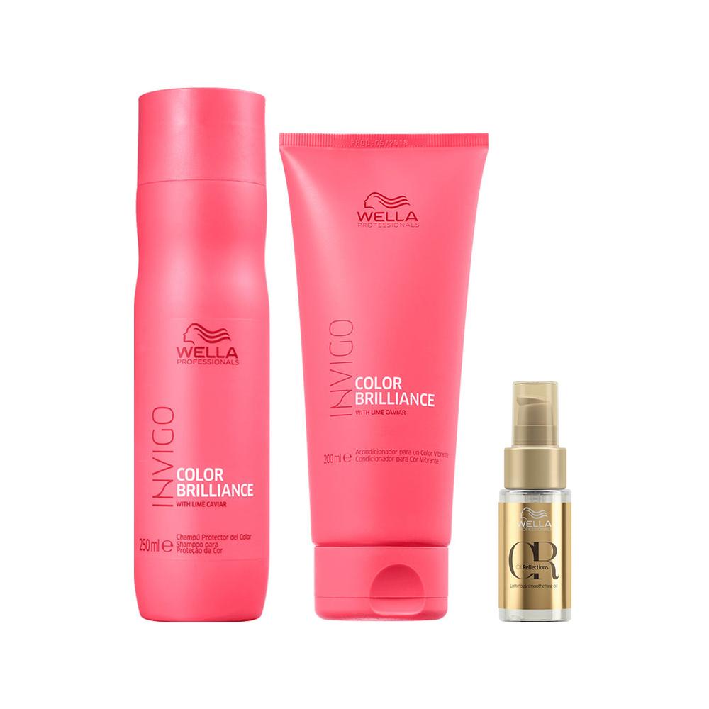 Kit Wella Pro Inv Brilliance Sh 250 + Cd 200 + Oil 30 em Oferta na Shopee