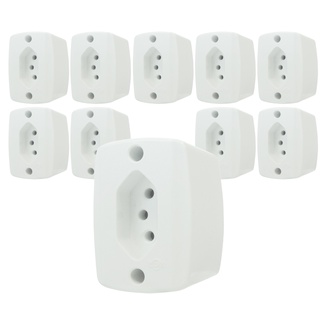 Kit 10 Peças Tomada Externa 2p+t 10a Ilumi Branca Abnt