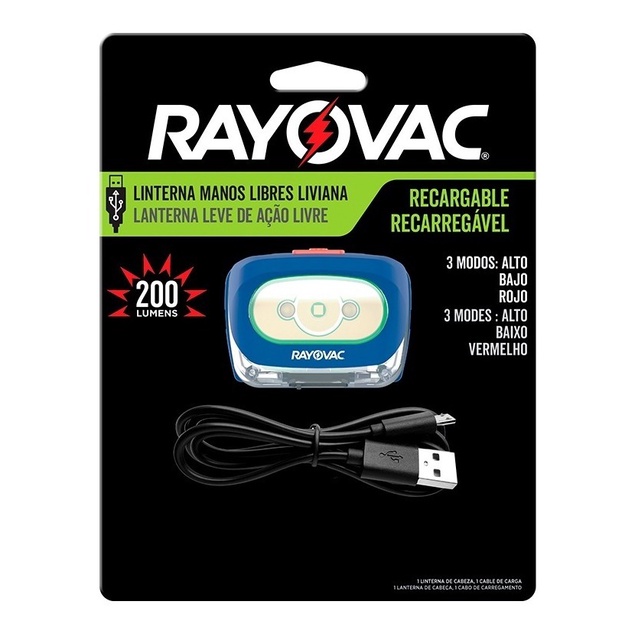 Lanterna Recarregável Rayovac Mãos Livres Usb 200 Lumens