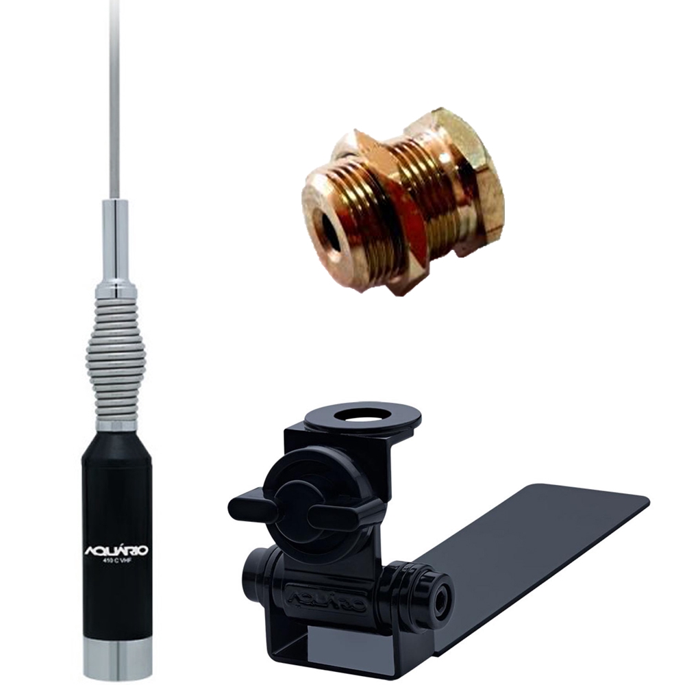 Kit Enfeite Antena Vhf M-410c 1,50 metros Caminhonete Suporte Adaptável + Parafuso de Fixação