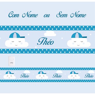 Faixa De Parede Adesiva Menino  NUVEM MENINO  / CHUVA DE AMOR Decoração Quarto Infantil Enxoval