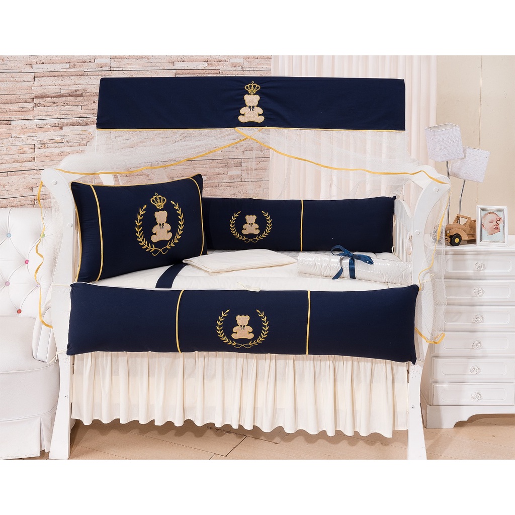 Kit Berço Americano Urso Príncipe - Rei 8 Peças - Menino - Doce Lar Enxovais