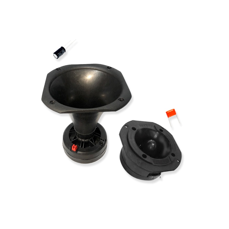 Kit 1 Driver Corneta + 1 Tweeter Sturdy Preto + Capacitores
